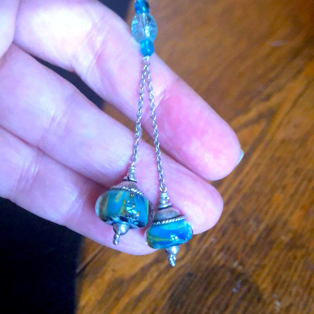 Glass bead and sterling silver necklace